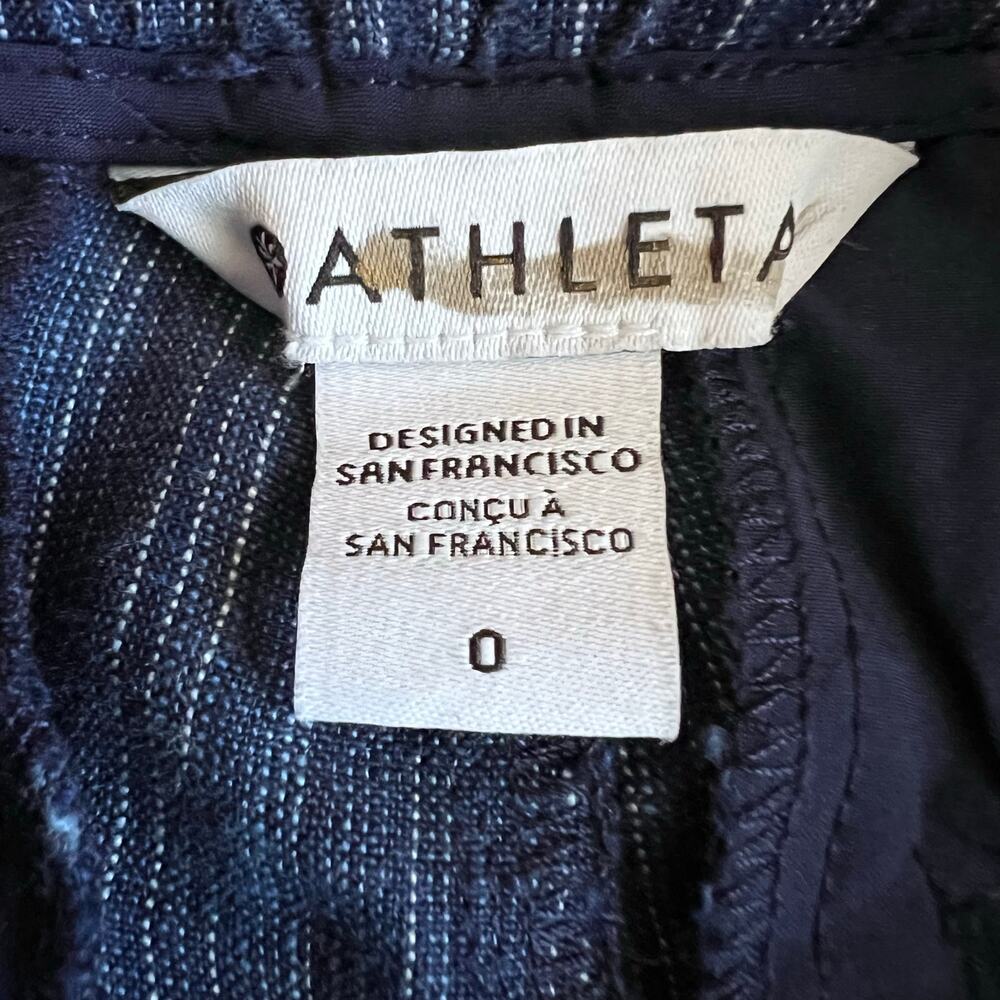 ATHLETA the Cabo Linen Textured Wide Leg Pant in Blue 100% Linen Women's Size 0 - Picture 9 of 15